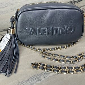 NWT Valentino Navy Bella Embossed  Crossbody Camera Bag $745